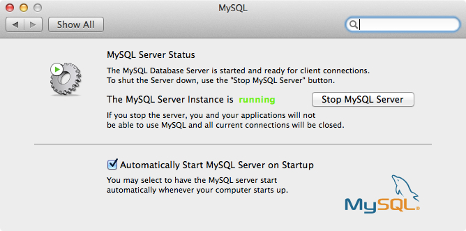 MySQL System Preferences